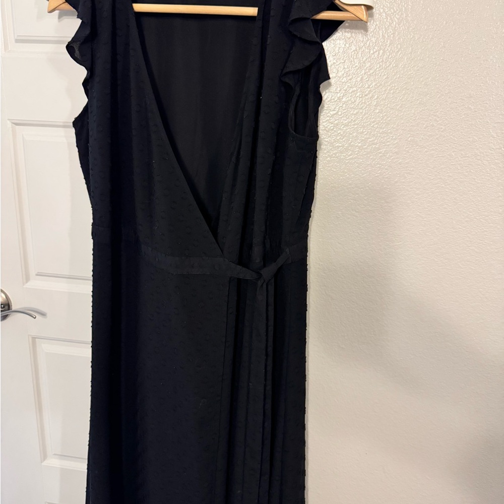 LOFT Black Ruffle Midi Dress